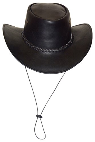 Black Jungle Broome - Cowboyhut aus Rindsleder mit Kinnriemen (L, Schwarz) von Black Jungle