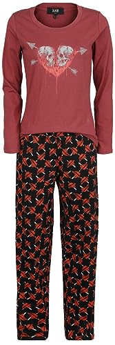 Black Premium by EMP Damen rot-schwarzer Schlafanzug mit Totenkopf-Print XL von Black Premium by EMP