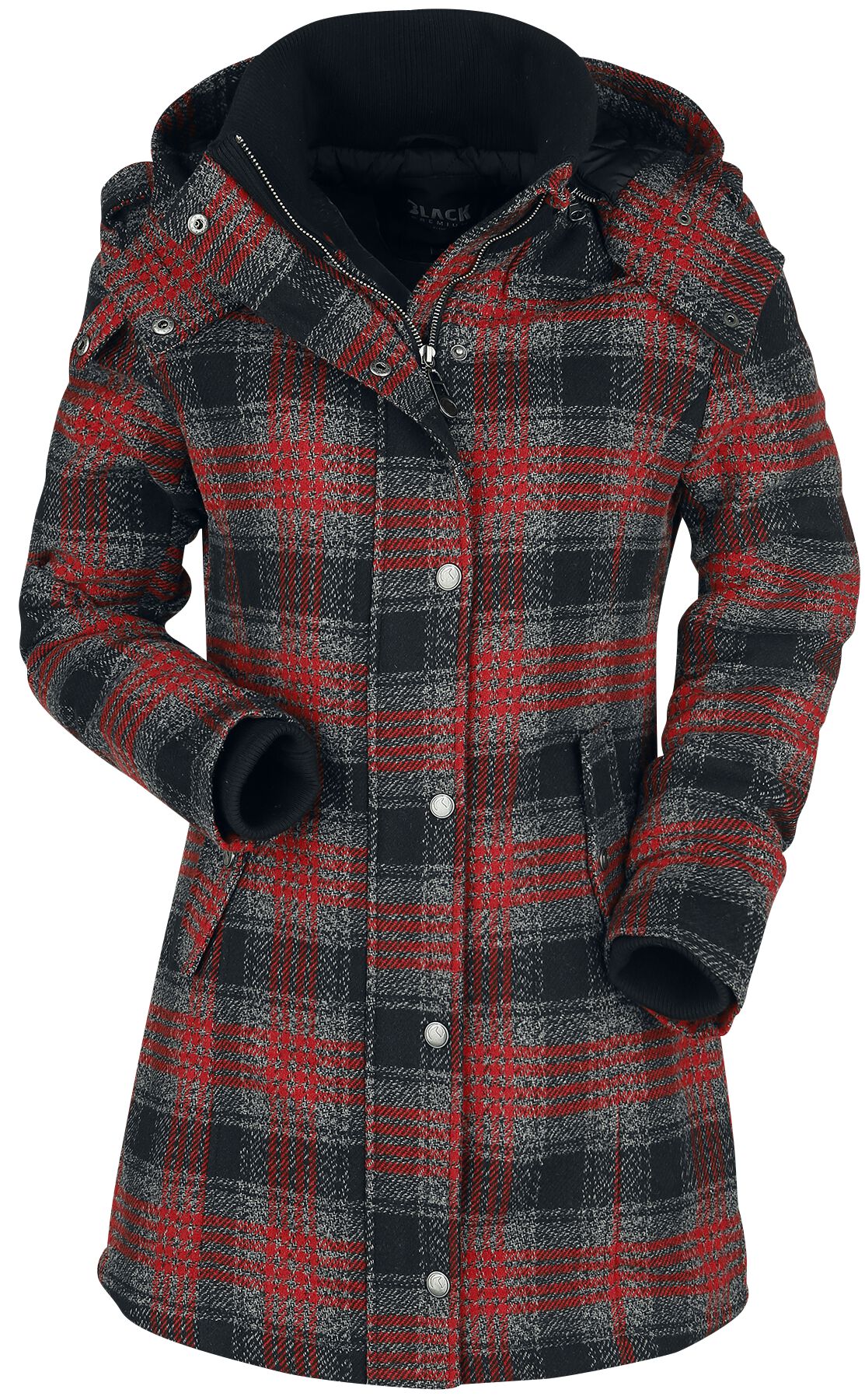 Black Premium by EMP Kurzmantel - Checkered Short Coat - S bis 5XL - für Damen - Größe L - schwarz/rot von Black Premium by EMP