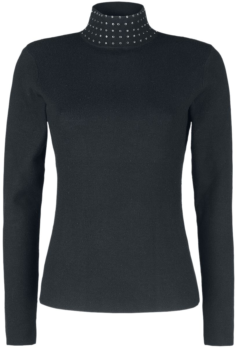 Black Premium by EMP Strickpullover - Strickrolli mit flachen Nieten - S bis XXL - für Damen - Größe XXL - schwarz von Black Premium by EMP