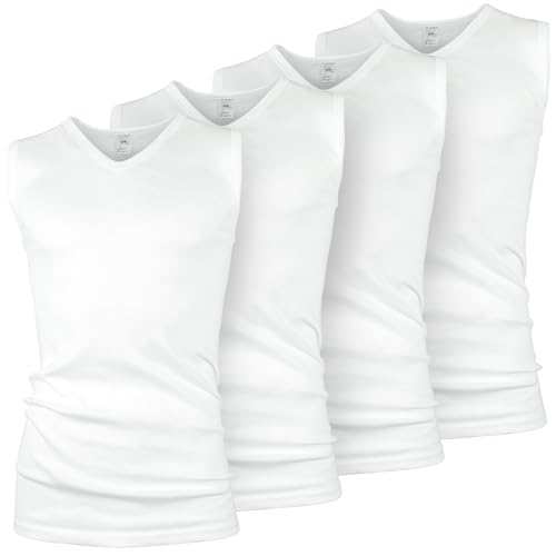Black Snake Herren 4er Set Business V-Neck Muskelshirt - ärmellose Feinripp Unterhemden aus Baumwolle - atmungsaktive Achselshirts für Alltag & Beruf Weiß - XXL Black Snake Herren 4er Set Business V-Neck Muskelshirt - ärmellose Feinripp Unterhemden aus Baumwolle - atmungsaktive Achselshirts für Alltag & Beruf Weiß - XXL von Black Snake