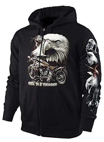 Blackshirt Company Hoodie Sweatshirt Kapuzenjacke Herren Damen Motorrad Adler Jacke Sweatjacke Schwarz Größe L von Blackshirt Company