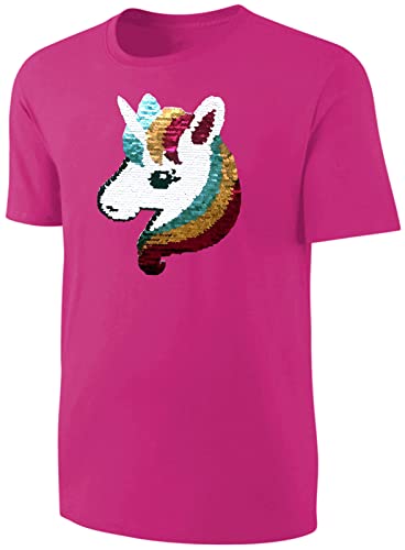 Blackshirt Company Kinder T-Shirt Wende Pailletten Einhorn Streichel Shirt Pink Größe 110 von Blackshirt Company