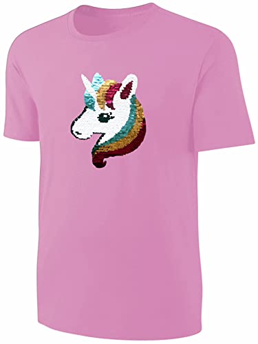 Blackshirt Company Kinder T-Shirt Wende Pailletten Einhorn Streichel Shirt Rosa Größe 104 von Blackshirt Company