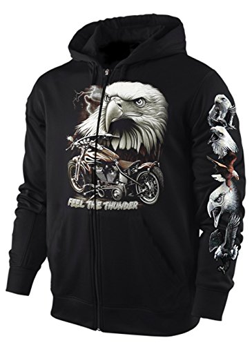Blackshirt Company Hoodie Sweatshirt Kapuzenjacke Herren Damen Motorrad Adler Jacke Sweatjacke Schwarz Größe M von Blackshirt Company