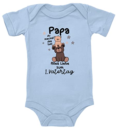 Blauer-Storch Baby Body Papa du machst das Toll Erster Vatertag Bärchen Geschenk für Kleinkind Kurzarm Bio Baumwolle von Blauer-Storch