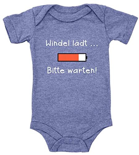 Blauer-Storch Baby Body Windel lädt, Bitte warten! Geschenk für Kleinkind Kurzarm Bio Baumwolle von Blauer-Storch