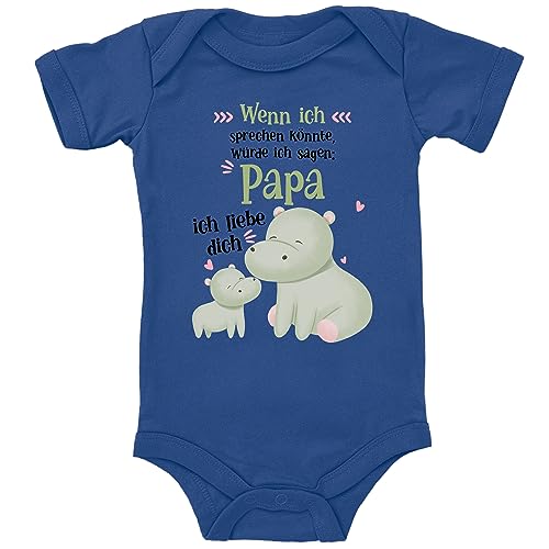 Blauer-Storch Baby Body in Blau Papa, Ich liebe dich, Nilpferde Geschenk zum Vatertag oder Geburtstag für den Vater für Kleinkind Kurzarm Bio Baumwolle von Blauer-Storch