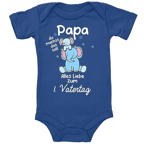 Blauer-Storch Baby Body in Blau Papa, du machst das toll Spruch Geschenk für den 1. Vatertag für Kleinkind Kurzarm Bio Baumwolle von Blauer-Storch