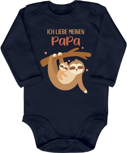 Blauer-Storch Baby Body in Dunkelblau Ich liebe meinen Papa, kuschelnde Faultiere Spruch für Vater und Sohn/Tochter für Kleinkind Langarm Bio Baumwolle von Blauer-Storch