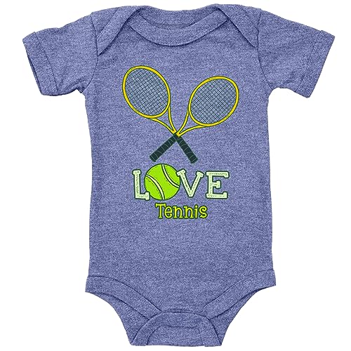 Blauer-Storch Baby Body in Heather Blue Für die kleinen Tennisspieler, Tennis Love Geschenk zum Geburtstag Für Tennis-Fans für Kleinkind Kurzarm Bio Baumwolle von Blauer-Storch
