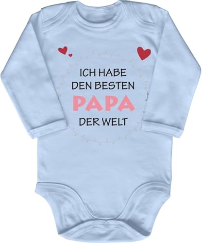 Blauer-Storch Baby Body in Hellblau Bester Papa der Welt! Spruch zum Vatertag oder Geburtstag vom Vater für Kleinkind Langarm Bio Baumwolle von Blauer-Storch