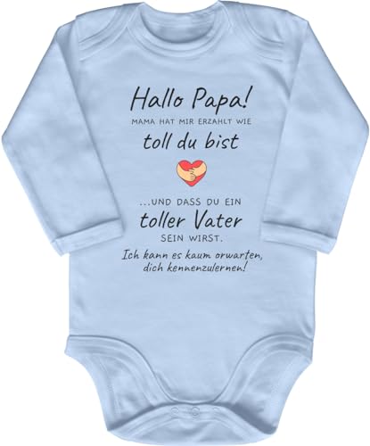 Blauer-Storch Baby Body in Hellblau Ich kann es kaum erwarten dich kennenzulernen Papa! Schwangerschaftsankündigung Überraschung an den Vater für Kleinkind Langarm Bio Baumwolle von Blauer-Storch