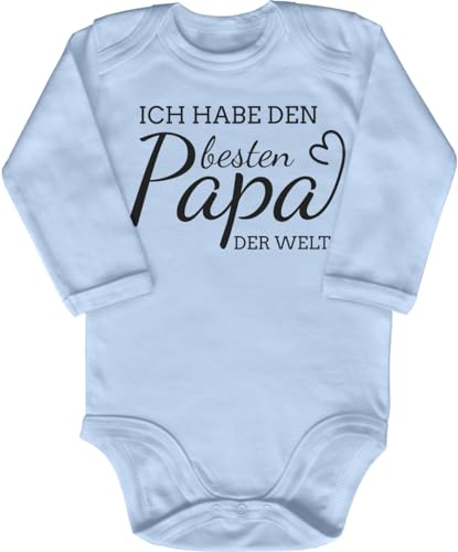 Blauer-Storch Baby Body in Hellblau Mein Papa ist der beste Papa der Welt Spruch zum Geburtstag vom Papa, Vatertag für Kleinkind Langarm Bio Baumwolle von Blauer-Storch
