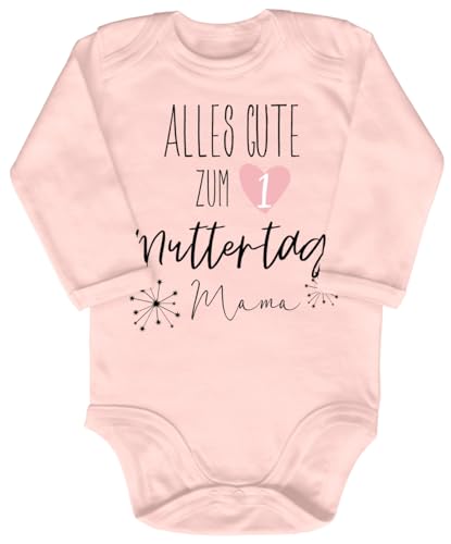 Blauer-Storch Babybody mit Druck Baby Body Alles Gute zum ersten Mutter Tag Mama Sterne Geschenk zur Geburt zum Geburtstag für Kleinkind Langarm Bio Baumwolle von Blauer-Storch