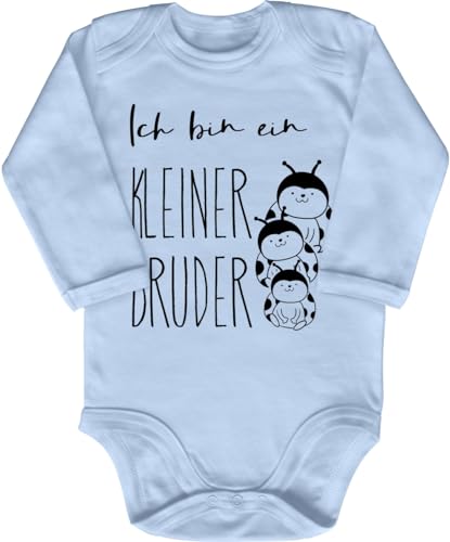 Blauer-Storch Babybody mit Druck Baby Body Ich bin ein kleiner Bruder Marien-Käfer Jungen Geschenk zur Geburt zum Geburtstag für Kleinkind Langarm Bio Baumwolle von Blauer-Storch