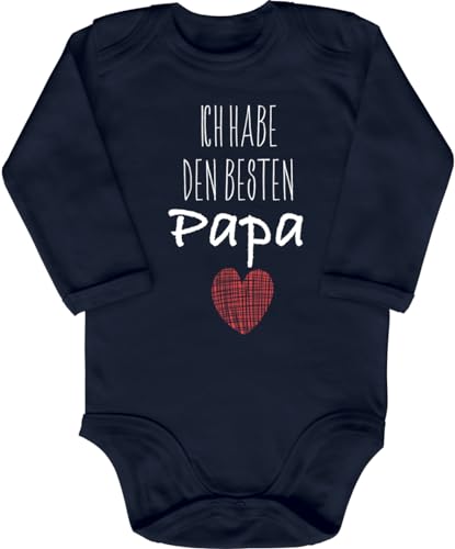 Blauer-Storch Babybody mit Druck Baby Body Ich habe den besten Papa Herz Geschenk zur Geburt zum Geburtstag für Kleinkind Langarm Bio Baumwolle von Blauer-Storch