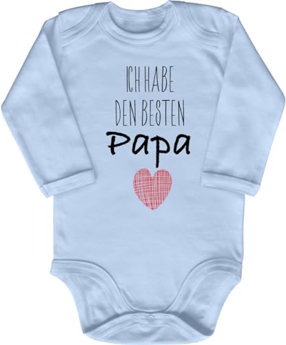 Blauer-Storch Babybody mit Druck Baby Body Ich habe den besten Papa Herz Geschenk zur Geburt zum Geburtstag für Kleinkind Langarm Bio Baumwolle von Blauer-Storch