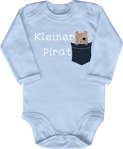 Blauer-Storch Babybody mit Druck Baby Body Kleiner Pirat Jungen Geschenk zur Geburt zum Geburtstag für Kleinkind Langarm Bio Baumwolle von Blauer-Storch