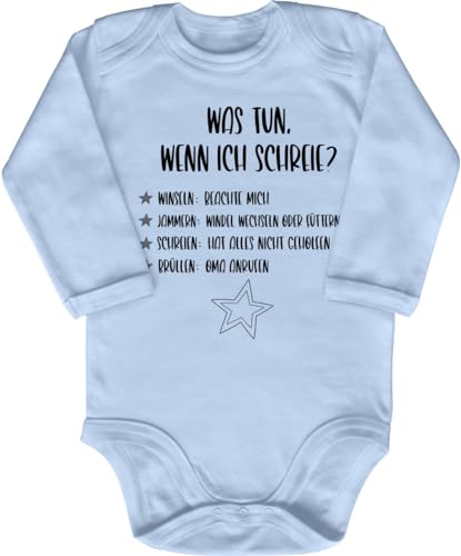 Blauer-Storch Babybody mit Druck Baby Body mit Anleitung Was tun wenn ich schreie Geschenk für Kleinkind Langarm Bio Baumwolle von Blauer-Storch