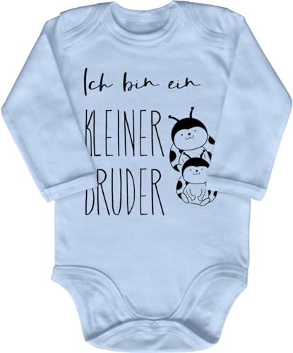 Blauer-Storch Babybody mit Druck Baby Body mit Spruch Ich bin ein kleiner Bruder Marienkäfer Geschenk zum Geburtstag für Kleinkind Langarm Bio Baumwolle von Blauer-Storch