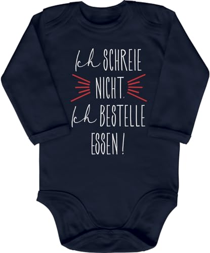 Blauer-Storch Babybody mit Druck Baby Body mit Spruch Ich schreie nicht ich bestelle Essen Geschenk zum Geburtstag für Kleinkind Langarm Bio Baumwolle von Blauer-Storch