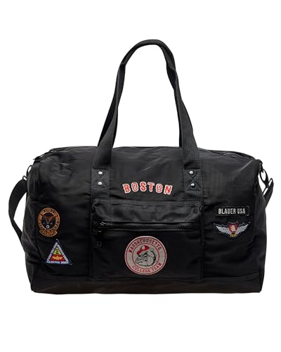 Blauer Baker01 Reisetasche Week-End, schwarz, robuster Griff und Schultergurt, Patch Multiple USA Boston Blauer, Schwarz , Taglia Unica von Blauer