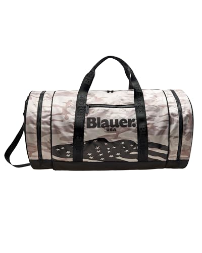 Blauer Weeke Duffle Bag Unisex Herren Off-White Beige Duffle Bag Geräumig für Wochenende Reise mit amerikanischer Flagge, beige, Taglia Unica von Blauer