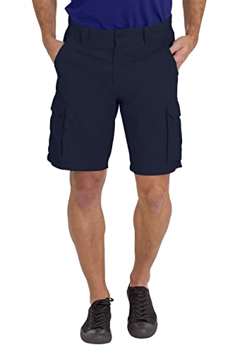 BlauerHafen Herren Cargo Arbeit Short 100% Baumwolle 6 Taschen Chino Sommer Work Safety Essential Half Pants All Waist 32-44 (Navy, 32W) von BlauerHafen