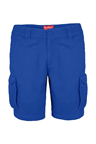 Herren Cargo Shorts 100% Baumwolle Combat Kurz Hose Normale Passform Bermuda (W32 (Taille: 84-86cm), Königsblau) von BlauerHafen