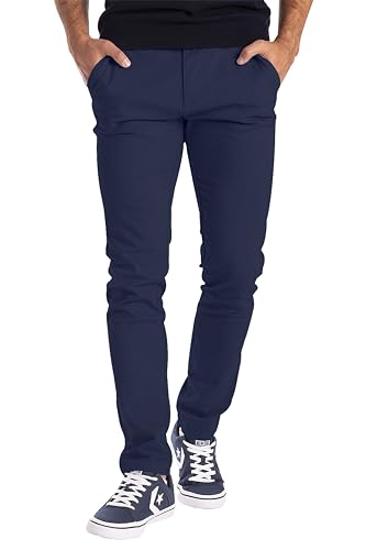 BlauerHafen Herren Designer Chino Hose Stretch Stoff Chinohose Slim Fit Casual Trousers (32W / 30L, Navy) von BlauerHafen