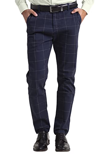 BlauerHafen Herren Hose Formell Business Büro Freizeit Kleid Party RegularGerade Kariert Smart Anzug Plissiert Classic Dress Hosen Alle Größen 30W-38W (Navy, 32W / 30L) von BlauerHafen