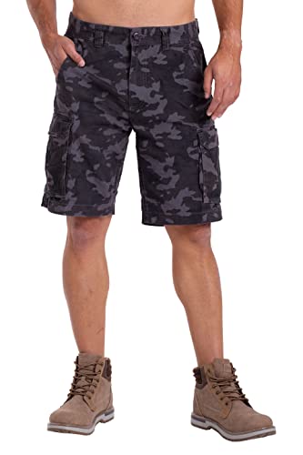 BlauerHafen Neue Herren Army Cargo Shorts 100% Baumwolle 6 Pockets Summer Bermuda Shorts (Holzkohle Camouflage, 32) von BlauerHafen