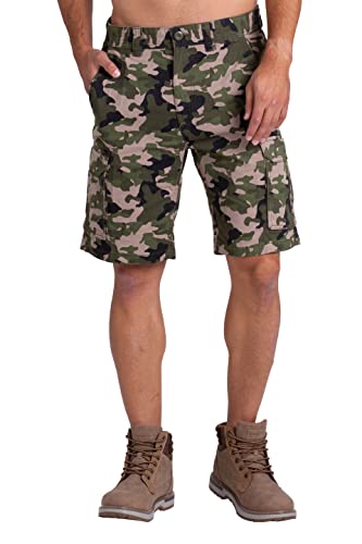 BlauerHafen Neue Herren Army Cargo Shorts 100% Baumwolle 6 Pockets Summer Bermuda Shorts (Olive Camouflage, 32) von BlauerHafen