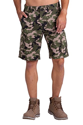 BlauerHafen Neue Herren Army Cargo Shorts 100% Baumwolle 6 Pockets Summer Bermuda Shorts (Olive Camouflage, 34) von BlauerHafen