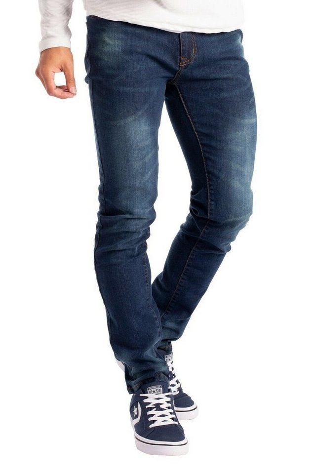 BlauerHafen Slim-fit-Jeans Herren Slim Fit Jeanshose Stretch Designer Hose Super Flex Denim Pants 2 Seitentaschen, 2 Gesäßtaschen und 1 vordere Münztasche von BlauerHafen