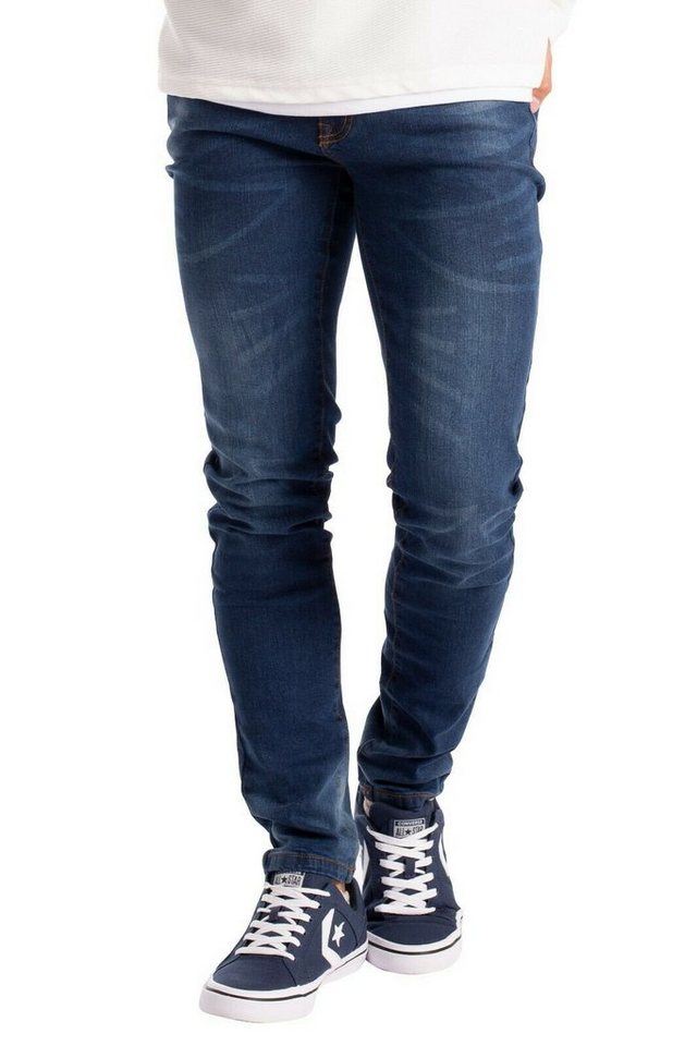 BlauerHafen Slim-fit-Jeans Herren Slim Fit Jeanshose Stretch Designer Hose Super Flex Denim Pants 2 Seitentaschen, 2 Gesäßtaschen und 1 vordere Münztasche von BlauerHafen