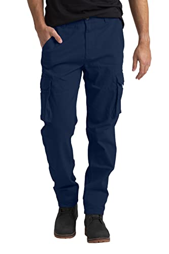 Herren Cargohose Schwerlast Arbeitskleidung Tactical Super Dehnbar Flex Baumwolle Straight Freizeithose 12 Taschen Entspannte Passform Combat Arbeitshose Alle Größen 32W-44W (Navy Blau, 32W / 32L) von BlauerHafen