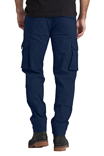 Herren Cargohose Schwerlast Arbeitskleidung Tactical Super Dehnbar Flex Baumwolle Straight Freizeithose 12 Taschen Entspannte Passform Combat Arbeitshose Alle Größen 32W-44W (Navy Blau, 36W / 34L) von BlauerHafen