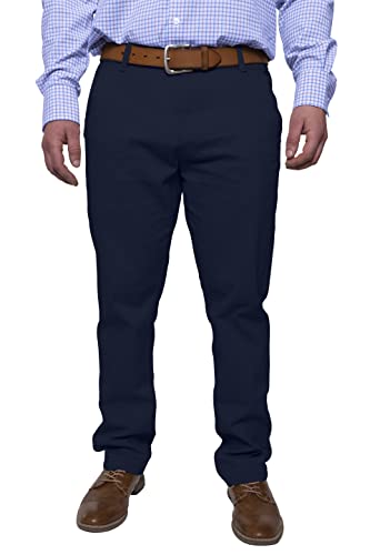 Herren Chinohose lässige Normale Passform Stretch Baumwolle entspannte Flache Front Klassisch Essential Solide Chino Trouser Full Pants Alle Taille 30W-40W (Navy, 30W x 32L) von BlauerHafen