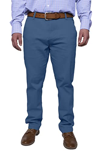 Herren Chinohose lässige Normale Passform Stretch Baumwolle entspannte Flache Front Klassisch Essential Solide Chino Trouser Full Pants Alle Taille 30W-40W (Pale Blue, 30W x 30L) von BlauerHafen