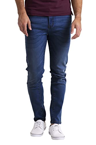 Herren Designer Jeans Stretch Jeanshose Designer Casual Relaxed Regular Slim Fit Hose Destroyed Look Denim 5 Pocket Jeanshose Designer Hose Denim (Dunkel Blau, 28W / 32L) von BlauerHafen