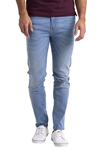 Herren Designer Jeans Stretch Jeanshose Designer Casual Relaxed Regular Slim Fit Hose Destroyed Look Denim 5 Pocket Jeanshose Designer Hose Denim (Hell Blau, 28W / 30L) von BlauerHafen