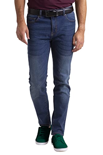 Herren Jeans Schlanke Passform Flexibel lässig Klassisch Strecken 5 Taschen Essentials Jeanshose Alle Taillenumfang 28-40 (Dunkel Blau, 34W / 34L) von BlauerHafen