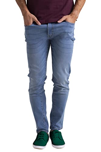 Herren Jeans Schlanke Passform Flexibel lässig Klassisch Strecken 5 Taschen Essentials Jeanshose Alle Taillenumfang 28-40 (Hell Blau, 28W / 32L) von BlauerHafen