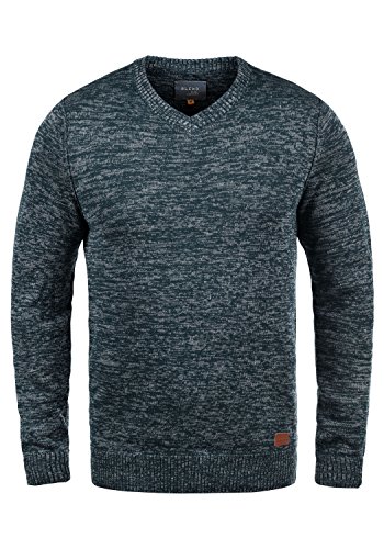 Blend BHDansel Herren Strickpullover Feinstrick Pullover mit V-Ausschnitt, Größe:L, Farbe:Navy (70230) von b BLEND