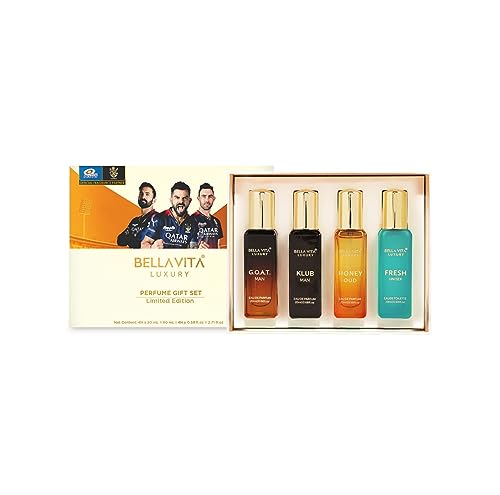 Bella Vita Luxus-Unisex-Parfüm-Geschenkset für Männer und Frauen, 4 x 20 ml, limitierter Luxusduft mit langanhaltendem moschusartigen, holzigen, frischen und orientalischen Duft von Blessfull Healing