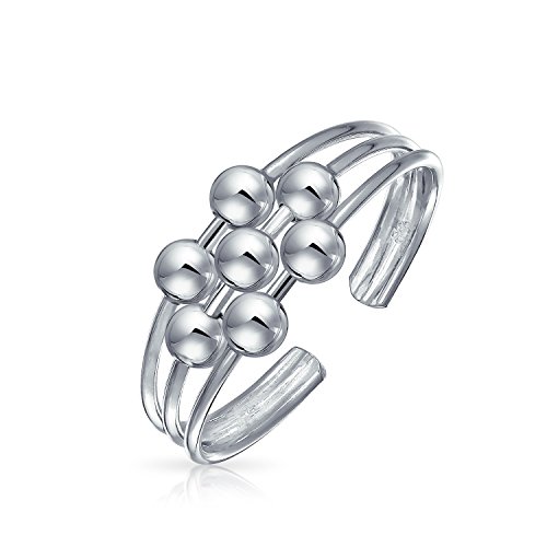 Geometrischer Boho Mittelfinger Silber Bead Ball Split Band Midi Zehenring Für Frauen Teen Poliert .925 Silber Sterling Einstellbar Anpassbar von Bling Jewelry