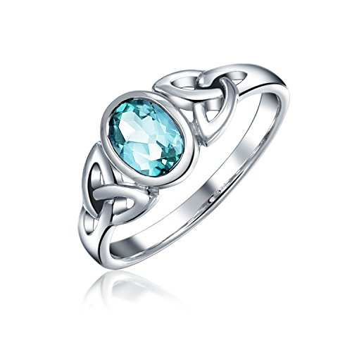 Blauer Topas Keltischen Trinity Knot Triquetra Ring Für Frauen Für Jugendliche 1Mm Band .925 Sterling Silber Dezember Birthstone von Bling Jewelry
