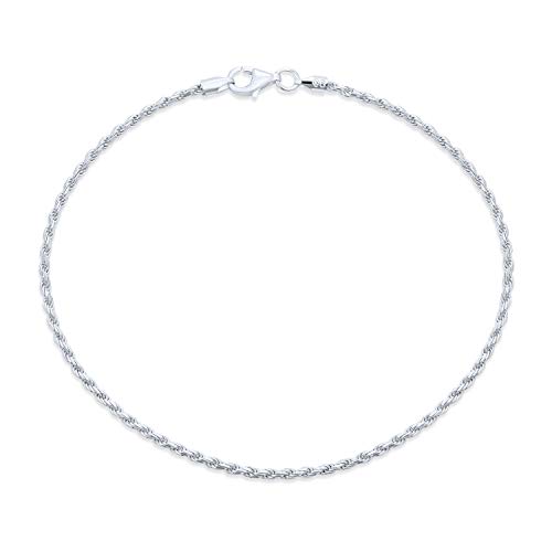 Bling Jewelry Starkes Kabel Seil Ketten Fußkettchen Knöchelarmband Für Frauen Und Jugendliche .925 Sterling Silber 9 Zoll Hergestellt In Italien von Bling Jewelry